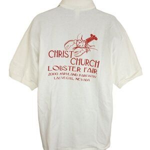 Christ Church Lobster Fair Polo Shirt Vintage 90s Y2K Las Vegas Christian Mens